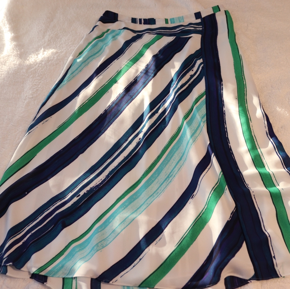 Chaus New York Blue Green White Maxi Skirt Size 12